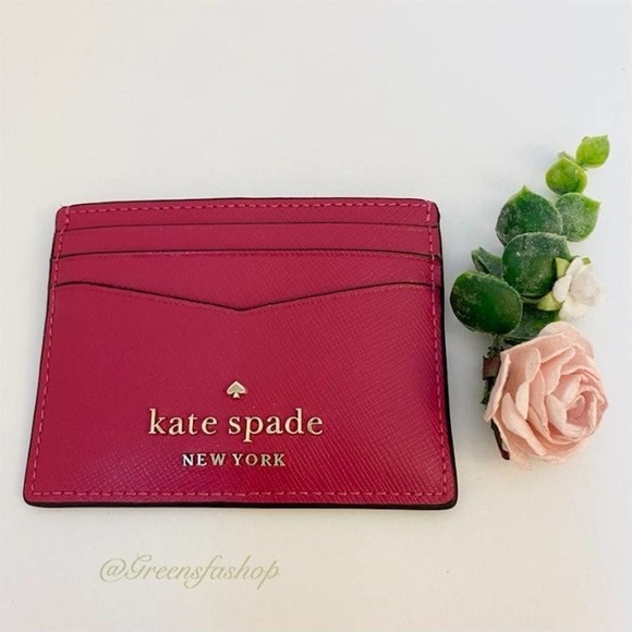 kate spade Handbags - Kate Spade staci small slim card holder hot pink leather